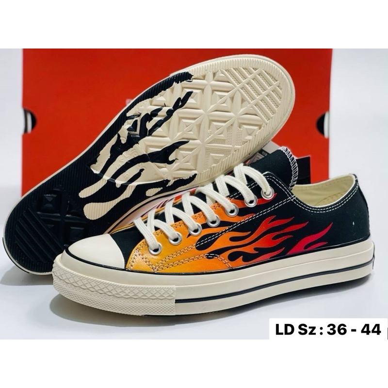 Converse Chuck Taylor70 All Star FLAME (size36-44) Black Orange ลายไฟ 990