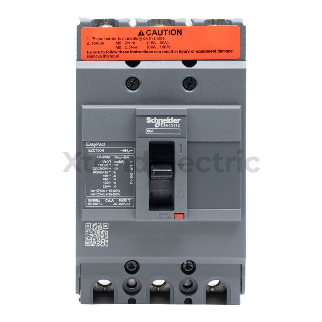 เบรกเกอร์ 60 แอมป์ 3 โพล 30kA EasyPact SCHNEIDER EZC100H3060