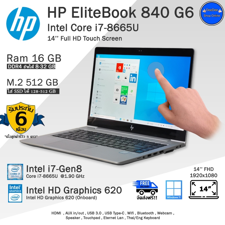 **จัดส่งฟรี**HP EliteBook 840 G6 Core i7-8665U(Gen8) จอทัชสกรีนใช้งานลื่นๆ คอมพิวเตอร์โน๊ตบุ๊คมือสอง พร้อมใช้งาน