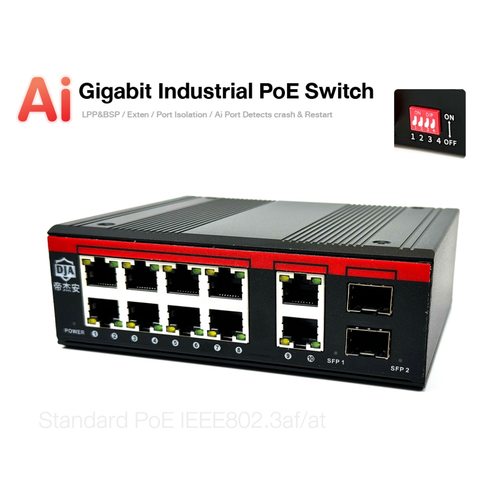 Industrial Gigabit PoE Switch 8 PoE + 2 Uplink + 2 SFP