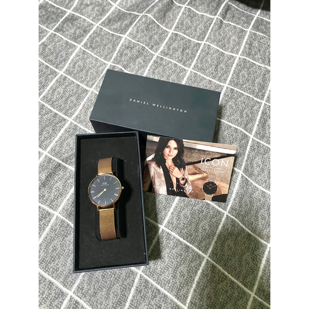 นาฬิกามือ 2 แท้ 100% Daniel Wellington นาฬิกาข้อมือ Petite Melrose RG Black 28 มม สีโรสโกลด์