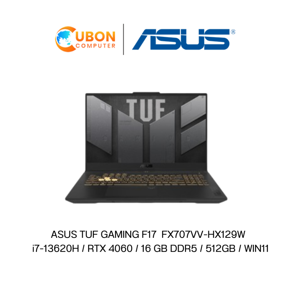 ASUS TUF GAMING F17 FX707VV-HX129W  NOTEBOOK (โน๊ตบุ๊ค) i7-13620H / RTX 4060 / 16 GB DDR5 / 512GB / WIN11 ประกันศูนย์ 2