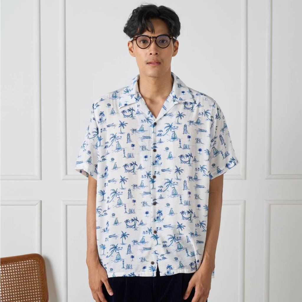 Shirtoria Hawaii เสื้อเชิ้ตแขนสั้นผู้ชาย non iron ลายsail ราคา ถูกที่สุด ดีลบีเคเค แกลเลอรีภาพที่ 4