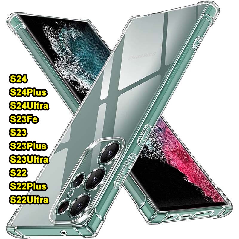 (พร้อมส่งในไทย) S24Ultra เคส TPU ใส กันกระแทก แบบคลุมกล้อง Samsung Galaxy S24 S24Plus S23 S22 S21 Plus Ulttra Fe 018