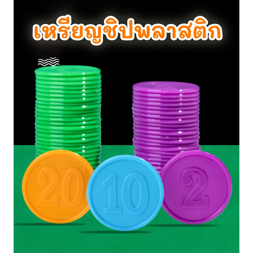 ☘️พร้อมส่ง | ถูก☘️【 เหรียญชิปพลาสติก ปั้มเลข 】เหรียญพลาสติก