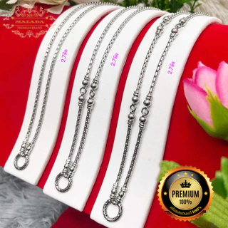 MELADAสร้อยคอสแตนเลสแท้100% พระลายปล้องอ้อย+เม็ด ขนาด2.7มิล รหัส FA-01 FA-02 FA-03 ห้อยพระได้1องค์ 3องค์ 5องค์ 18-32นิ้ว