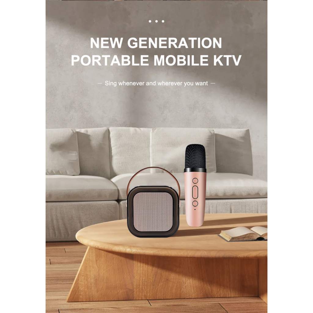 K12 ลำโพงบลูทูธ ลำโพงบลูทูธช่วยสอน Blutooth Karaoke Speake ไมโครโฟนคู่ ลำโพงร้องคาราโอเกะ มีแสงไฟสีรุ้งสวย