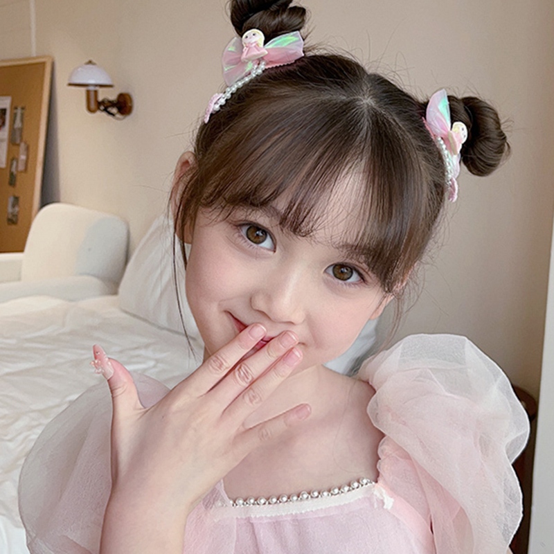 COD-ในไทย กิ๊ฟติดผม สีแคนดี้ประดับโบว์ ผ้าตาข่าย น่ารักหวาน สไตล์เกาหลี ราคาถูกที่สุด เด็กนักเรียน2ชิ้น/เซต-Krismile.th