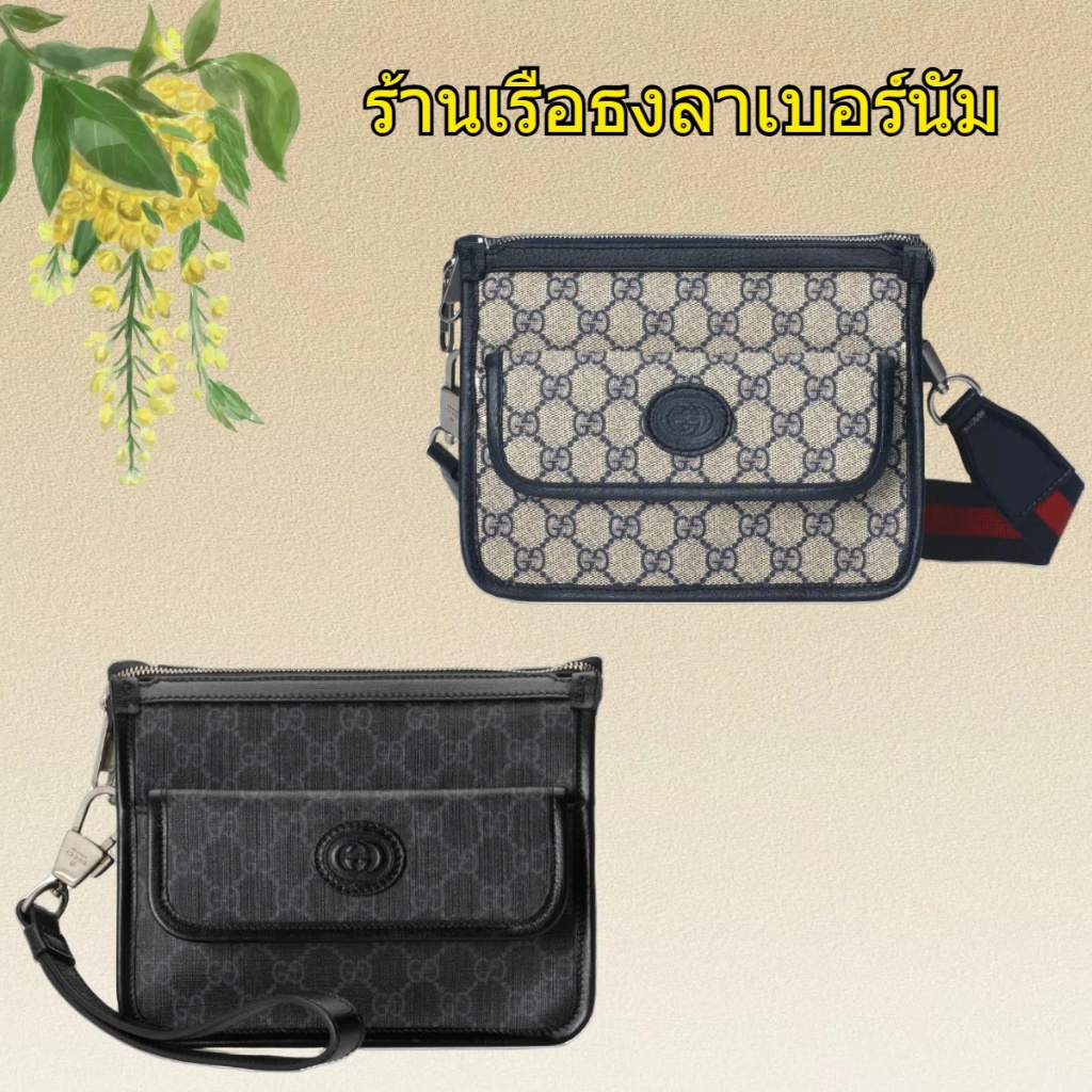 กุชชี่ Gucci GG Retro messenger bag กระเป๋า Messenger/กระเป๋าสะพายไหล่ผู้ชาย/ แบรนด์ใหม่และเป็นของแท้