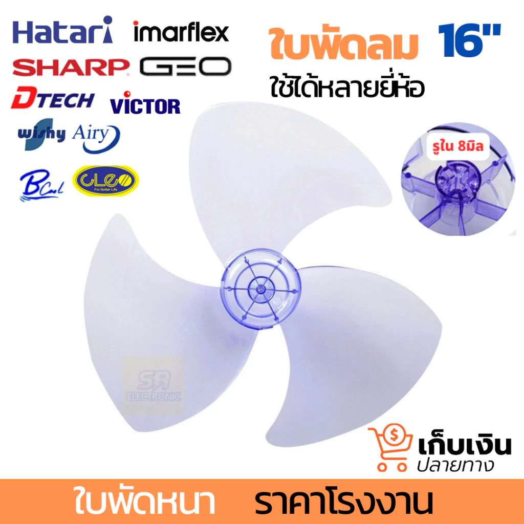 ใบพัดลม ฮาตาริ Hatari ชาร์ป Sharp แอรี่ Airy จีโอ GEO ใช้ร่วมกับพัดลมยี่ห้ออื่นๆได้ 12,14,16 นิ้ว ใบพัดลม Fab blade