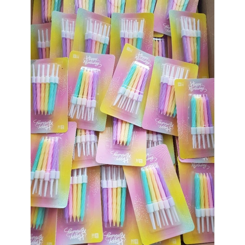 (ราคาส่ง 5 บาท) เทียนเกลียวสั้น เทียนเกาหลี เทียนสั้นสีพาสเทล