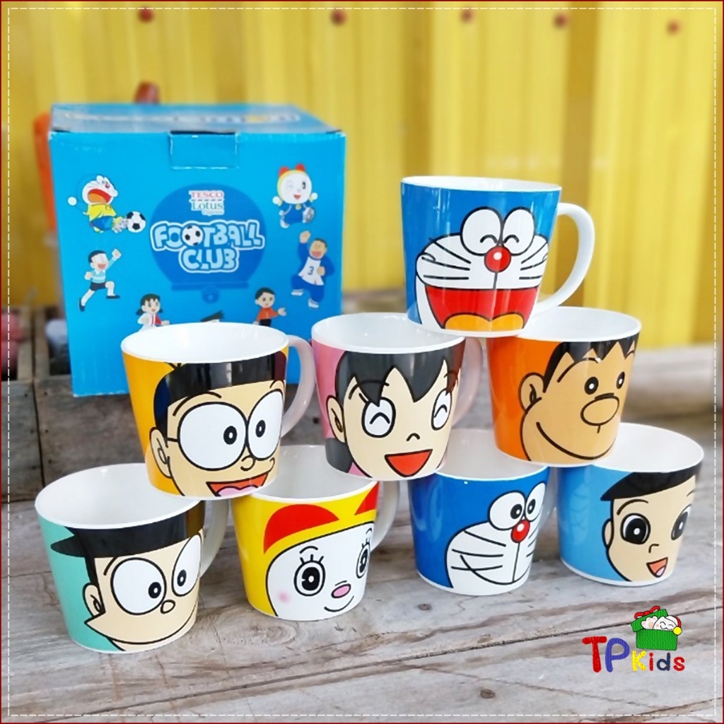 ชุดแก้ว โดเรม่อน พรีเมี่ยมโลตัส ลิขสิทธิ์แท้  (Doraemon Football Club)(ยกชุด 8 ใบ 8 ลายจร้า)