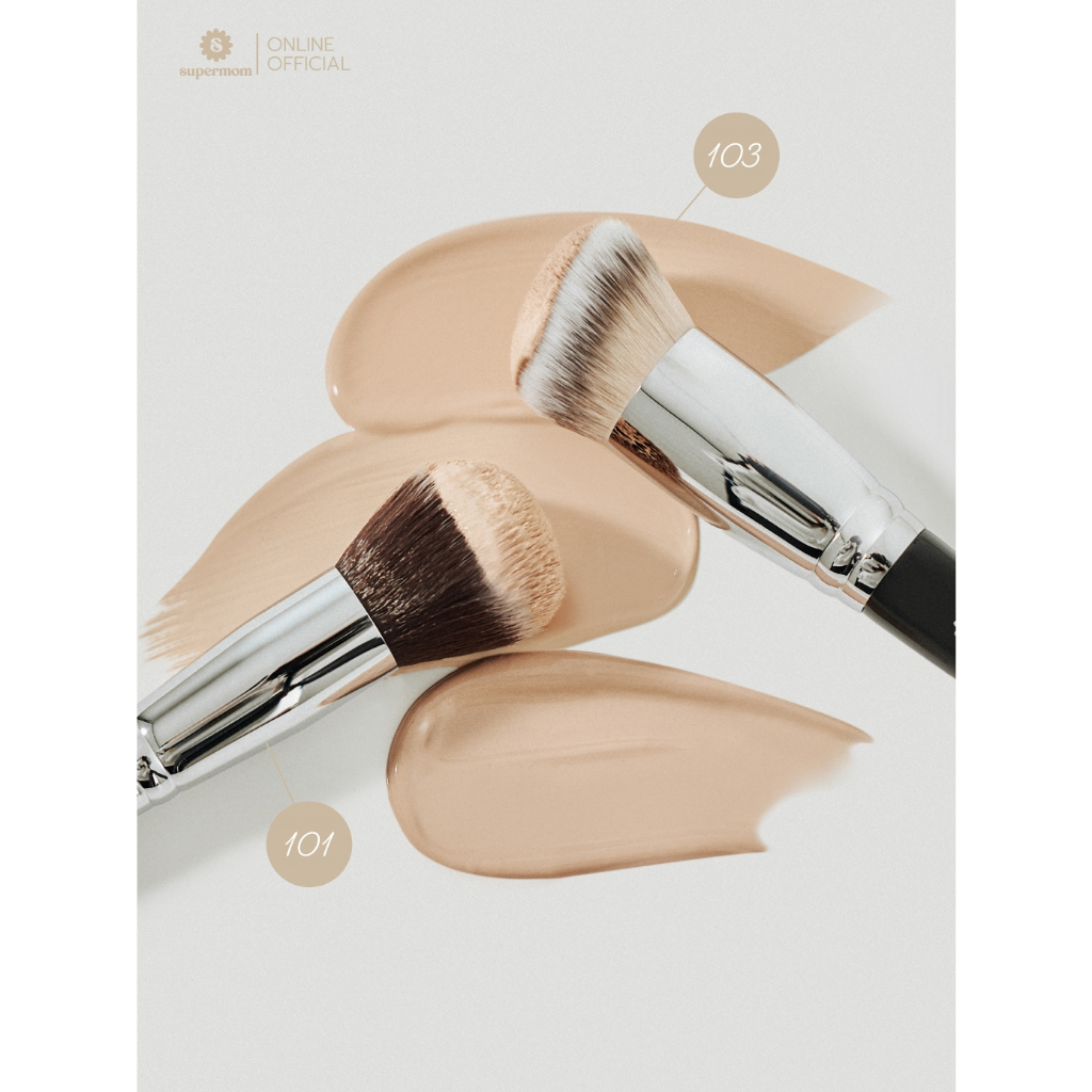 SUPERMOM l Foundation brush แปรงแยกชิ้น แปรงเดี่ยว ลงรองพื้น ทรงแบน ขนสังเคราะห์ เกรดพรีเมี่ยม (102) รูปที่ 2
