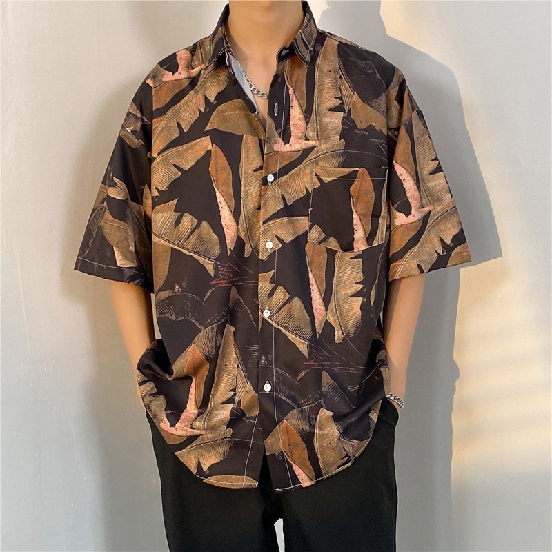 ใหม่ CTA1101 💎ส่งจากไทย💎 M-2XL เสื้อเชิ้ตผู้ชายแฟชั่นดอกไม้ ลายวินเทจฮาวายแขนสั้น ใส่เที่ยวทะเลเท่ๆ