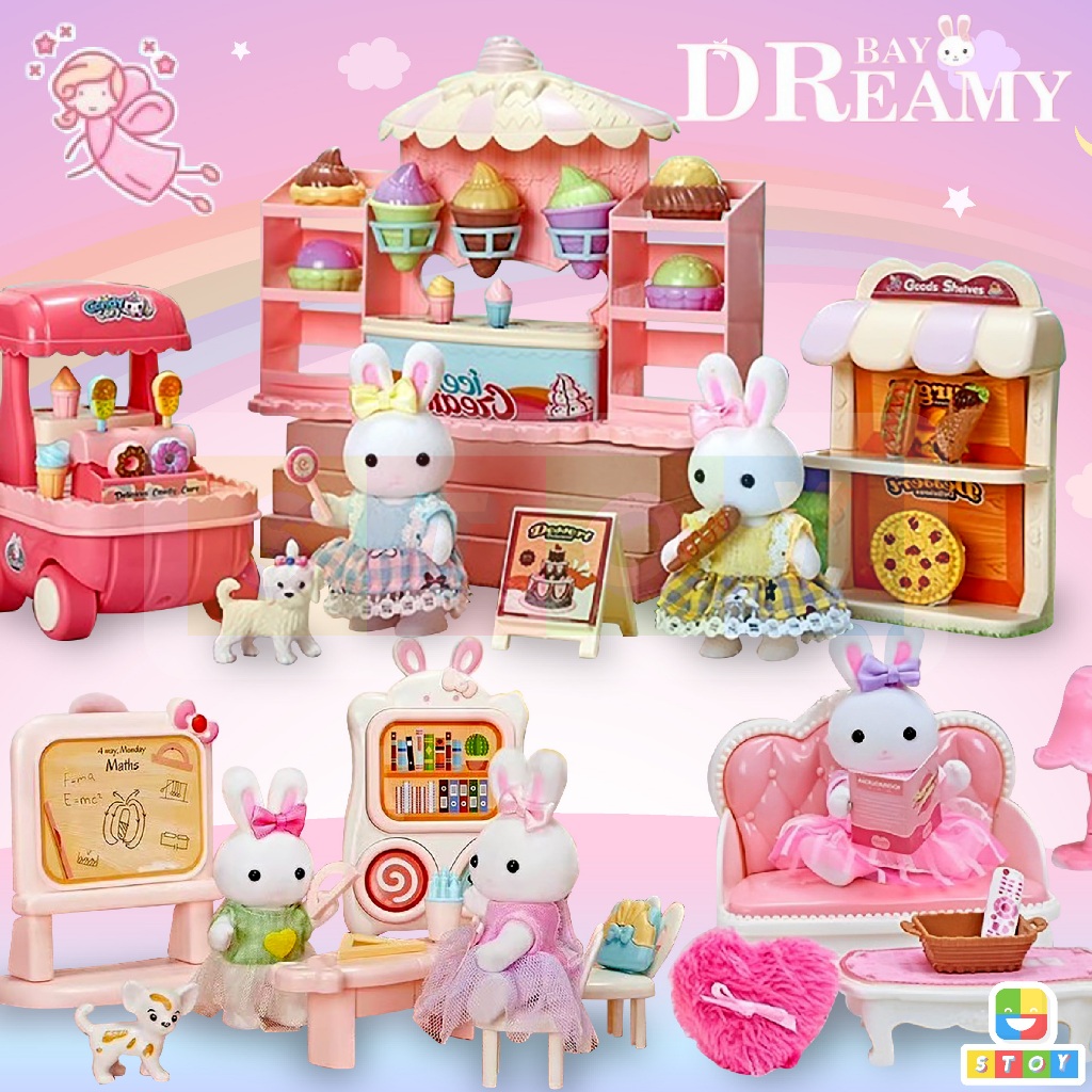ชุดบ้านของเล่นกระต่ายน้อยสุดเเสนน่ารัก บ้านตุ๊กตา DIY บ้านกระต่ายและเฟอร์นิเจอร์ RABBIT HOUSE & FURNITURE