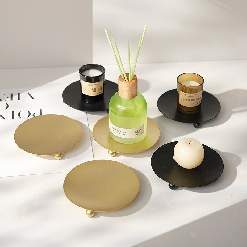 OurHome [พร้อมส่ง] เชิงเทียนเหล็กกลม Round iron candle holder ถาด เชิงเทียนเหล็ก ของตกแต่งบ้าน เครื่องประดับบ้าน ตกแต่ง