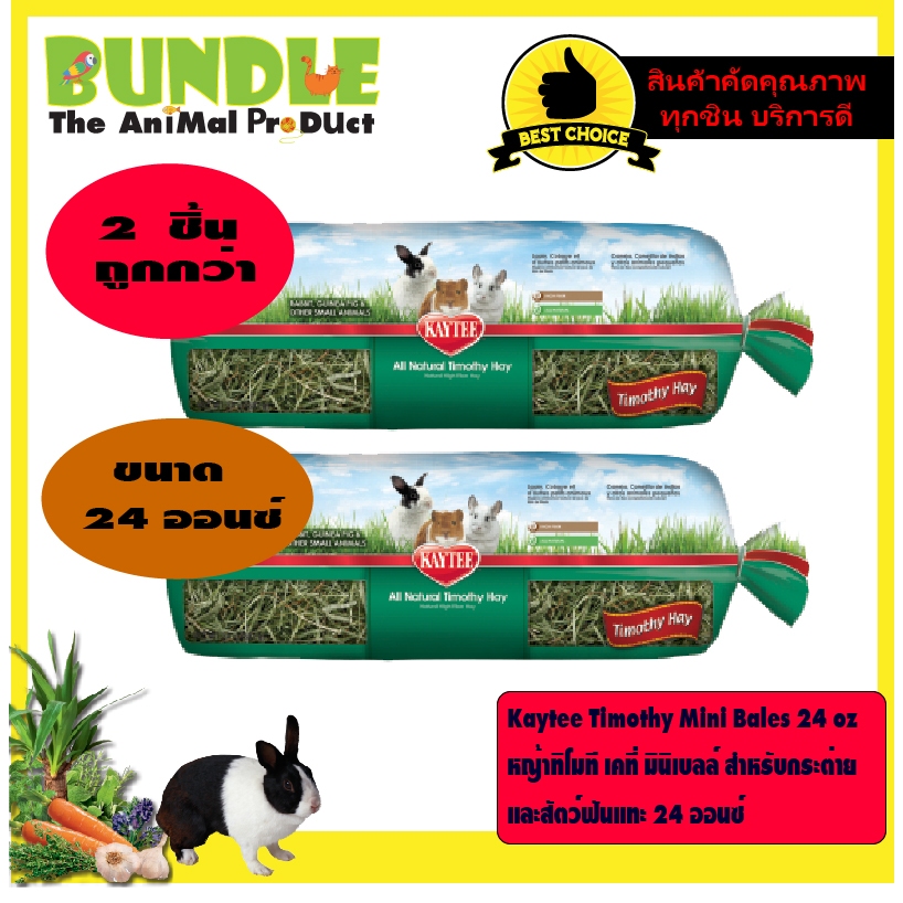 Kaytee Timothy Mini Bales 24 oz  2 ชิ้นถูกกว่า หญ้าทิโมที เคที่ มินิเบลล์ สำหรับกระต่าย และสัตว์ฟันแทะ 24 ออนซ์