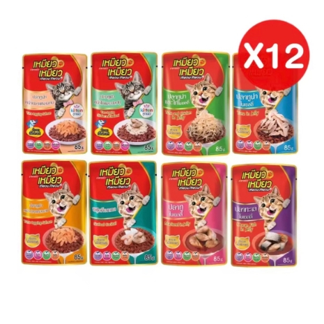 (ยกโหล) Meow Meow เหมียวเหมียว อาหารเปียกแมวแบบซอง ขนาด 85 g
