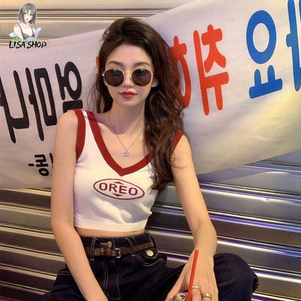เสื้อไหมพรมคอวี เสื้อครอปครึ่งตัว สุดฮิต สไตล์น่ารักแบบเท่ห์ๆ พร้อมส่ง L511