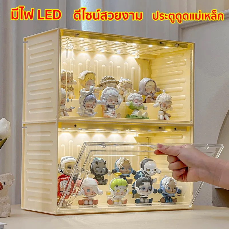กล่องโมเดล กล่องใส่โมเดล ตู้คอนเทนเนอร์ใส่โมเดลมีไฟ ประตูดูดแม่เหล็ก สามารถซ้อนได้หลายชั้น