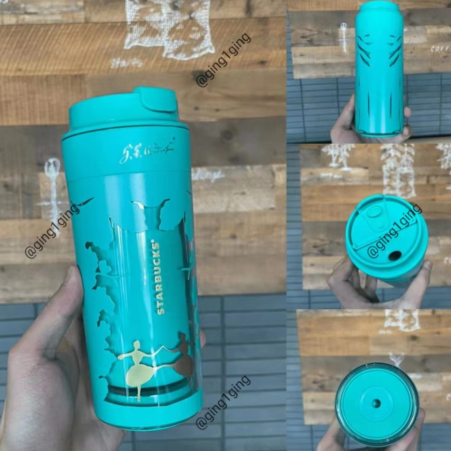 (ส่งฟรี พร้อมส่งในไทย) Starbucks สตาร์บัค 350MLสแตนเลสสีเขียว H.C.ANDERSEN Papercuts(ของแท้)