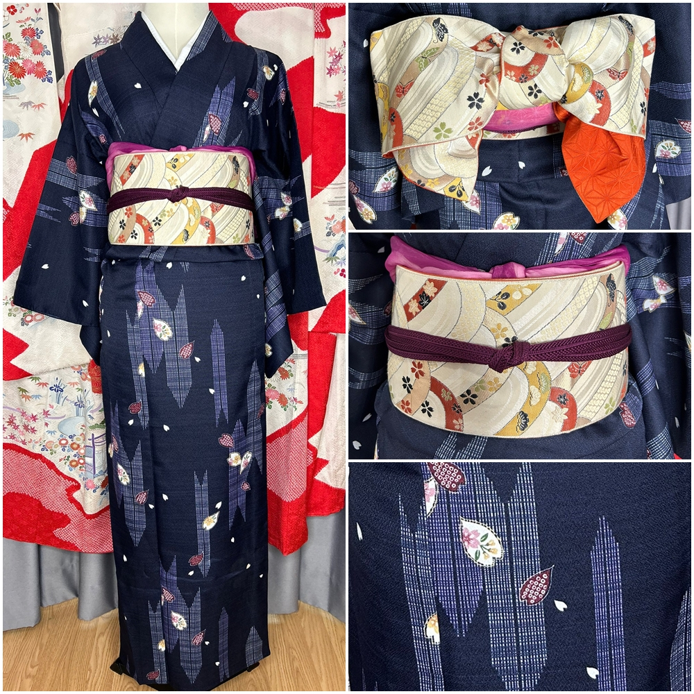 พร้อมส่ง Set Kimono กิโมโน สีกรม มือสองของแท้จากญี่ปุ่น