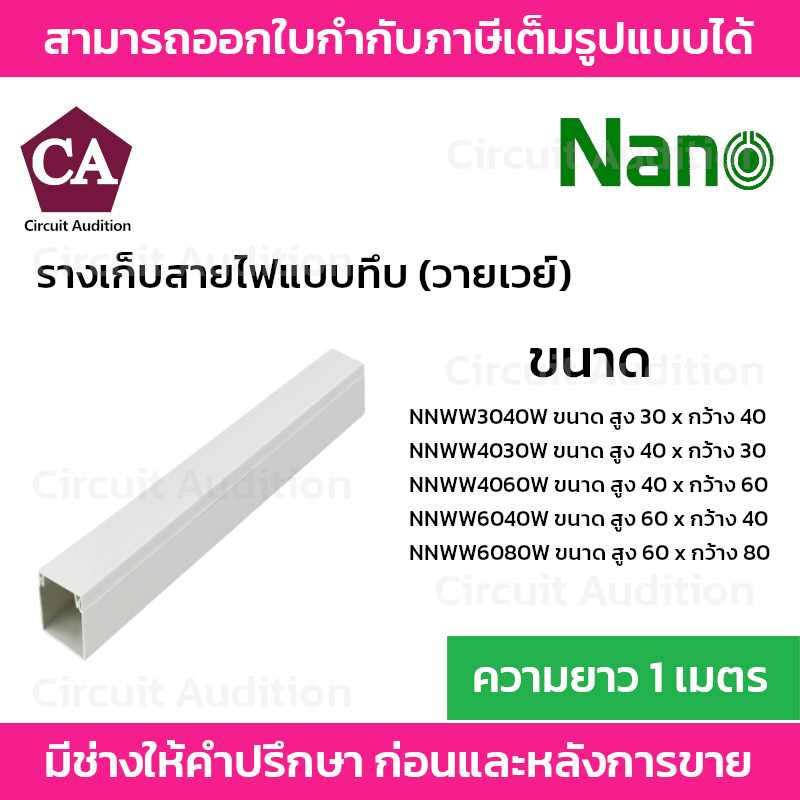 NANO รางเก็บสายไฟแบบทึบวายเวย์ รุ่น NNWW ความยาว 1 เมตร สีขาว **รบกวนสั่งซื้อแยกกับสินค้าอื่น**