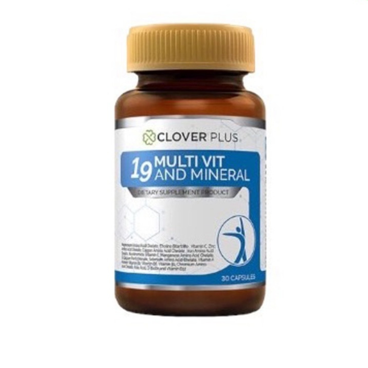 Clover Plus 19 Multivit and Mineral วิตามินรวมและแร่ธาตุ 19 ชนิด ขนาด 30 แคปซูล