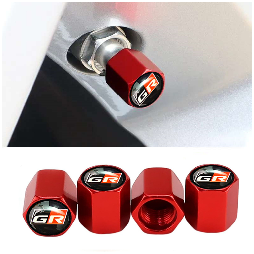 จุกปิดลมยาง GR Sport สีเเดง สติกเกอร์ โลโก้จุ้บลมยาง จุกลมยางรถยนต์ จุกยางรถมอเตอร์ไซด์