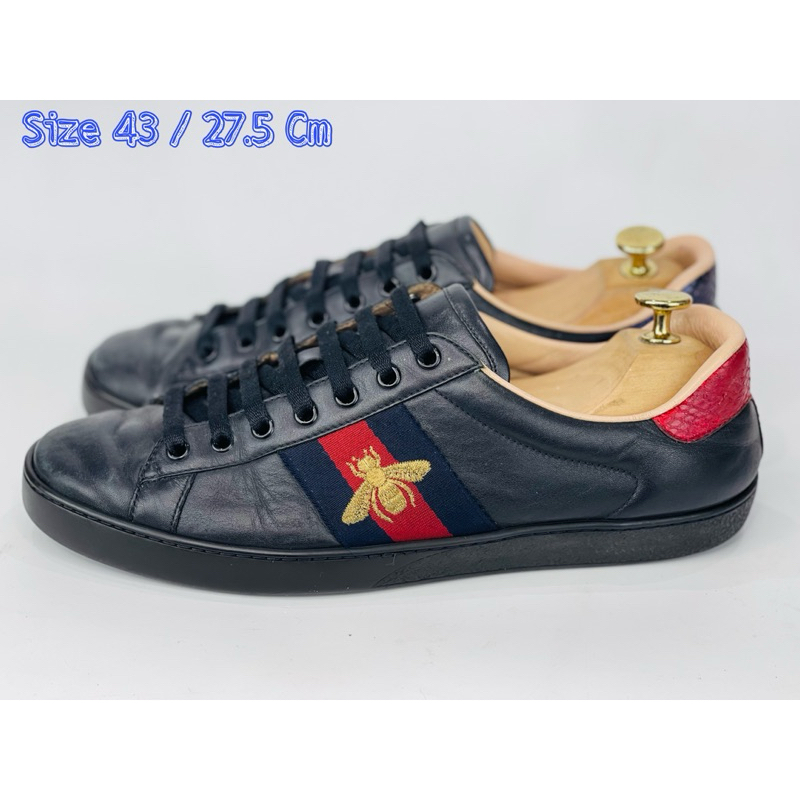 Gucci Ace Sneakers Black Leather Embroidered Bee