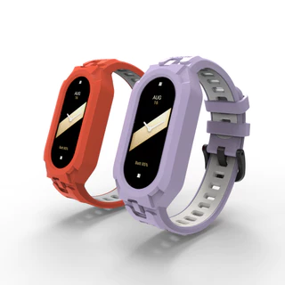 2 In 1 สายนาฬิกาข้อมือซิลิโคน + เคสสําหรับ Xiaomi Mi Band 8 7 6 5