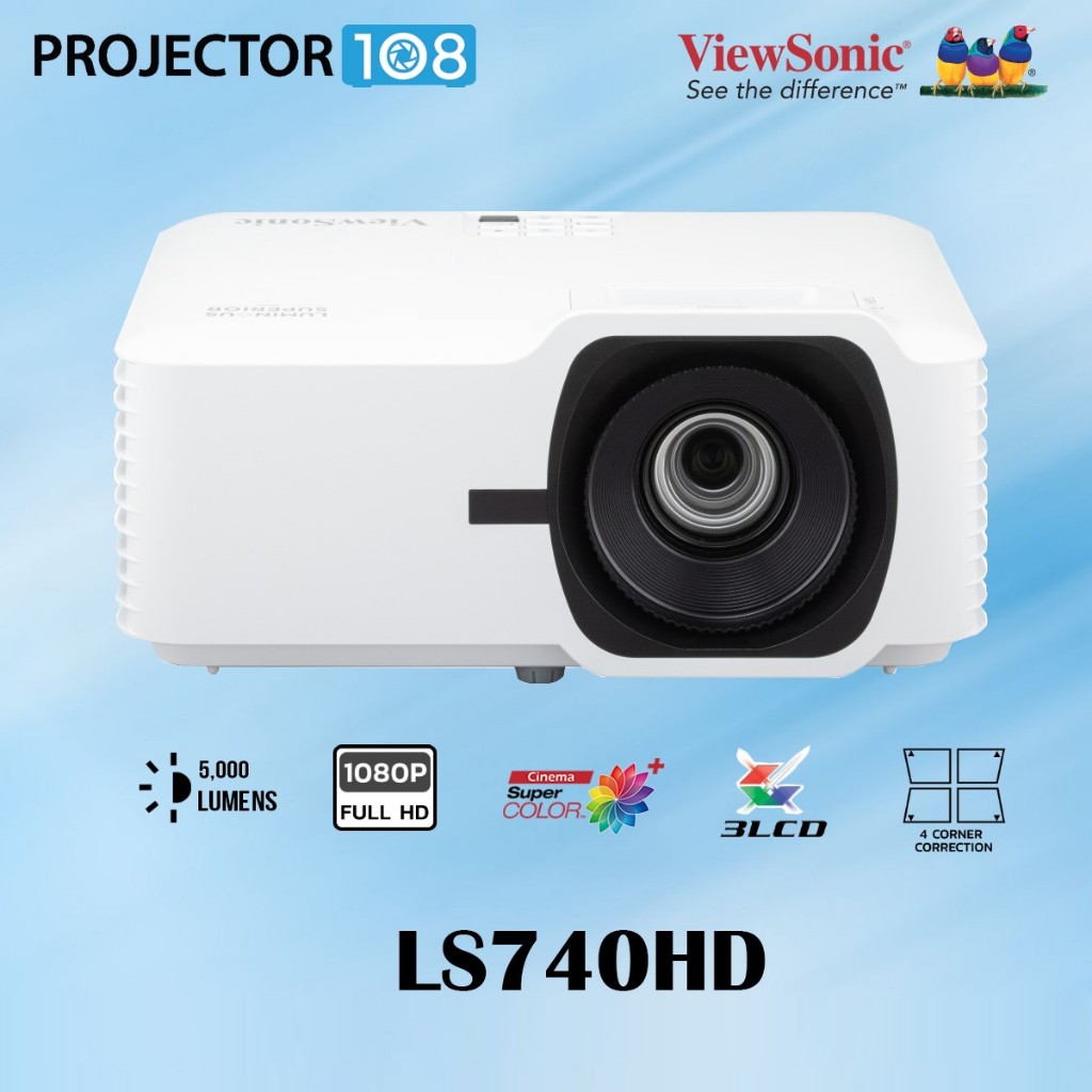 ViewSonic LS740HD 5000 Lumens 1080p Laser Projector Projection for Auditorium (3 Years Warranty)