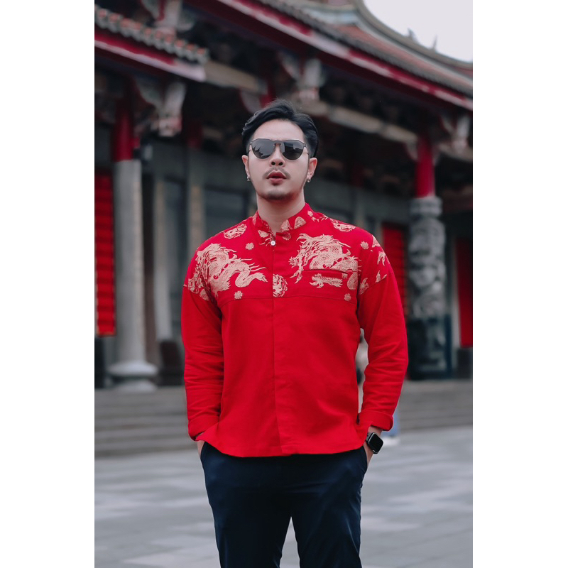 เสื้อผ้าแฟชั่น เสื้อผ้าฝ้ายฟอกนุ่มผ้าฝ้ายพิมพ์ลายตรุษจีน No.16แดงตรุษจีนยาว