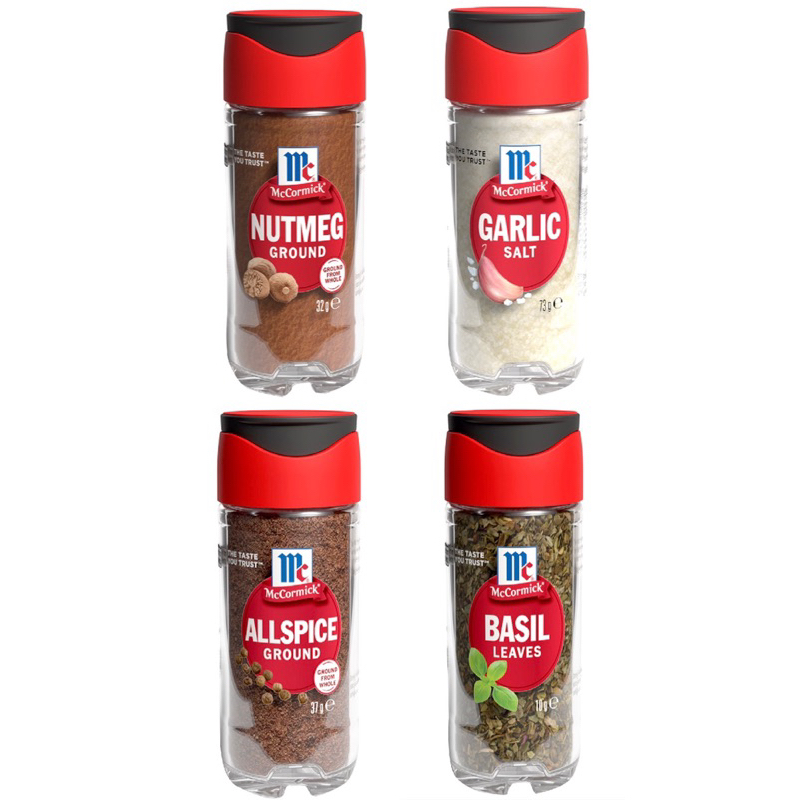 mccormick garlic salt/allspice/basil/Bay/Cumin/Nutmeg จาก ผงกระเทียม/ใบเบย์/ออลสไปรซ์/ผงลูกจันท์/เบซิล