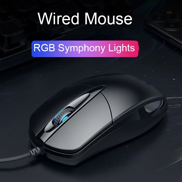 เมาส์มีสาย USB พร้อมไฟ RGB สำหรับคอมพิวเตอร์และโน้ตบุ๊ค thumbnail 4