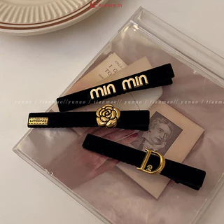 COD-ในไทย💖กิ๊ฟติดผม ตัวอักษรดอกกุหลาบโลหะ สีดำ ละเอียดอ่อนหรูหรา คลิปด้านข้างหน้าม้า สไตล์เกาหลี นักเรียนสำหรับผู้หญิง -