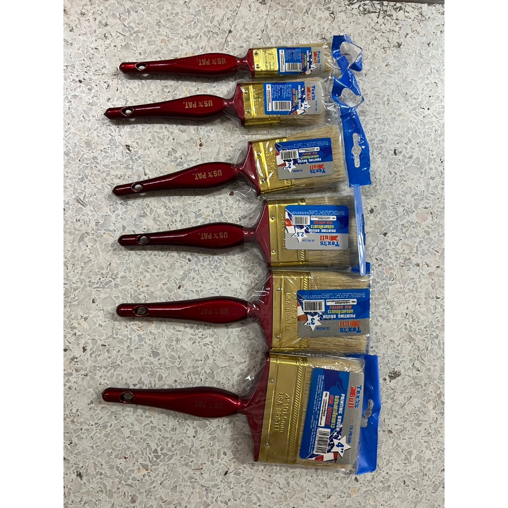 [ยกกล่อง บรรจุ 12 ชิ้น] แปรงทาสี TexasBull ขนาด 1", 1.5", 2", 2.5", 3"