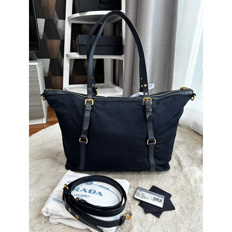 Prada Saffiano Nylon Shopping Bag  (2 way) BR4253, สี BLEU