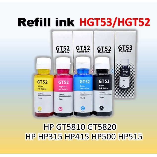 หมึก เติมสำหรับ HP GT53 XL GT53 GT52 ชุด 4 สี  รับประกันคุณภาพ(หมึกพรีเมี่ยม) 100%   HP HP315 HP415 
