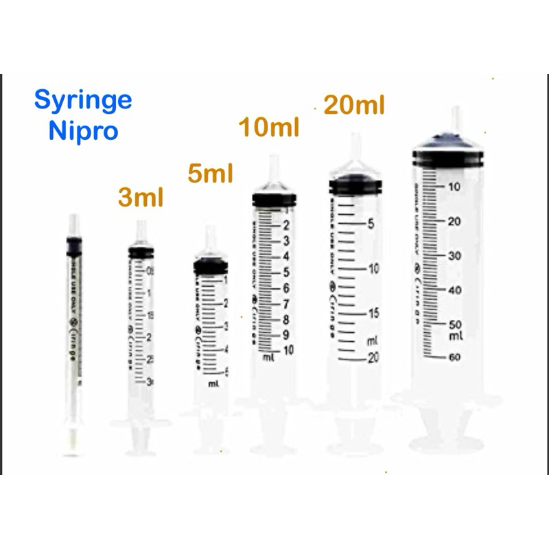 ไซริ้ง กระบอกฉีดยา Nipro 3ml/5ml/10ml/20ml แบ่งขาย 10 ชิ้น