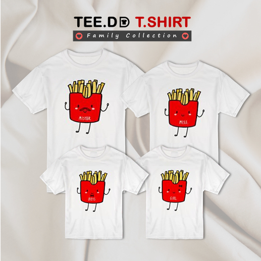 TEE.DD.TSHIRT เสื้อครอบครัว French Fries Family เสื้อยืด มีให้เลือกทั้งเด็ก และผู้ใหญ่ ผ้านุ่ม ลายสว