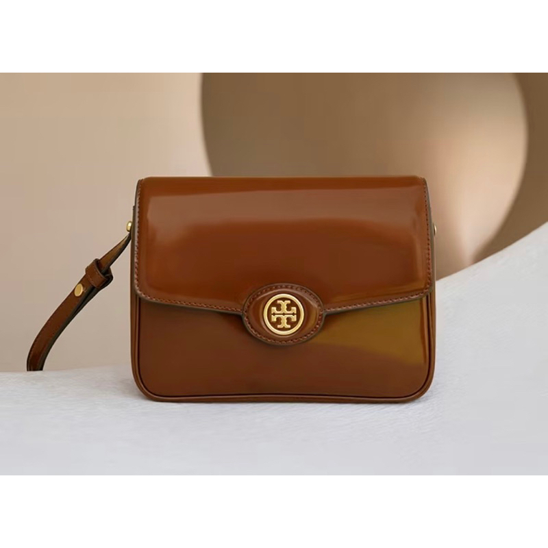 พร้อมส่ง✨✨[สด-ผ่อน] TORY BURCH ROBINSON SPAZZOLATO CONVERTIBLE SHOULDER BAG/Dark Sienna 143122