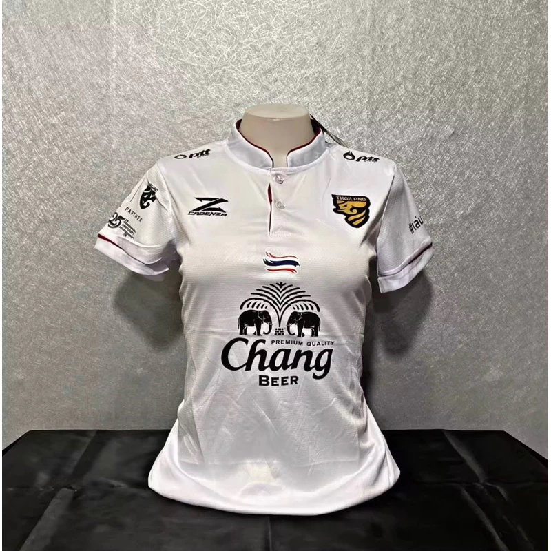 เสื้อกีฬาผู้หญิง ทีมชาติไทยคอจีนรุ่นใหม่ ผ้าใส่สบาย ใส่ได้ตั้งเเต่อก32-38