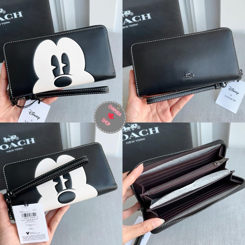 Coach Disney X Coach Long Zip Around Wallet With Mickey Mouse CN037 แท้💯
