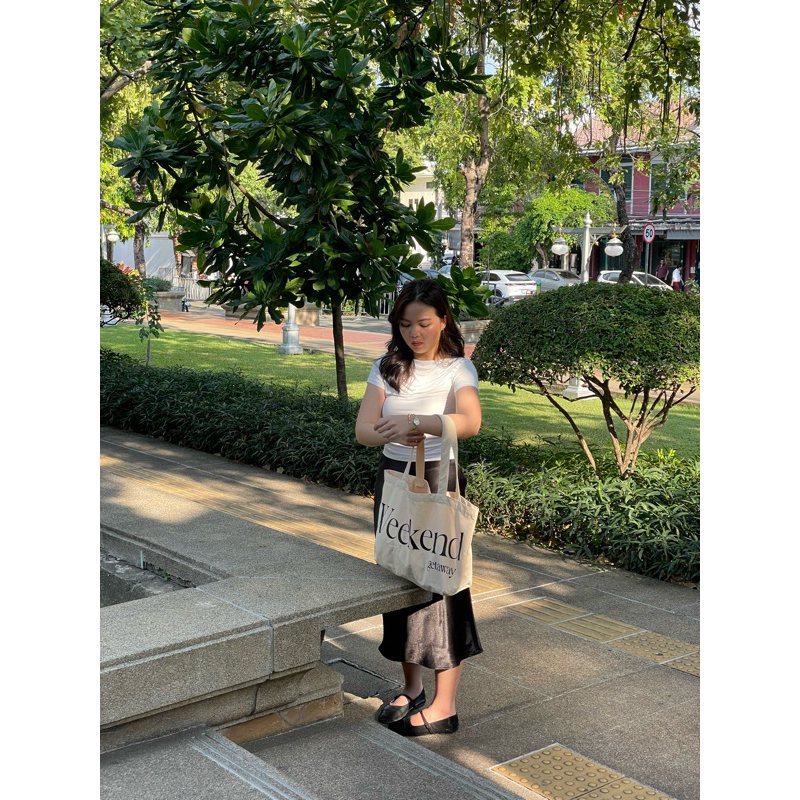 กระเป๋าผ้า Holiday bag ผ้าลายสอง cotton 100%