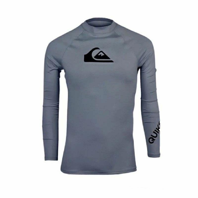 เสื้อ Rashguard สีเทา โลโก้ดำ Quiksilver