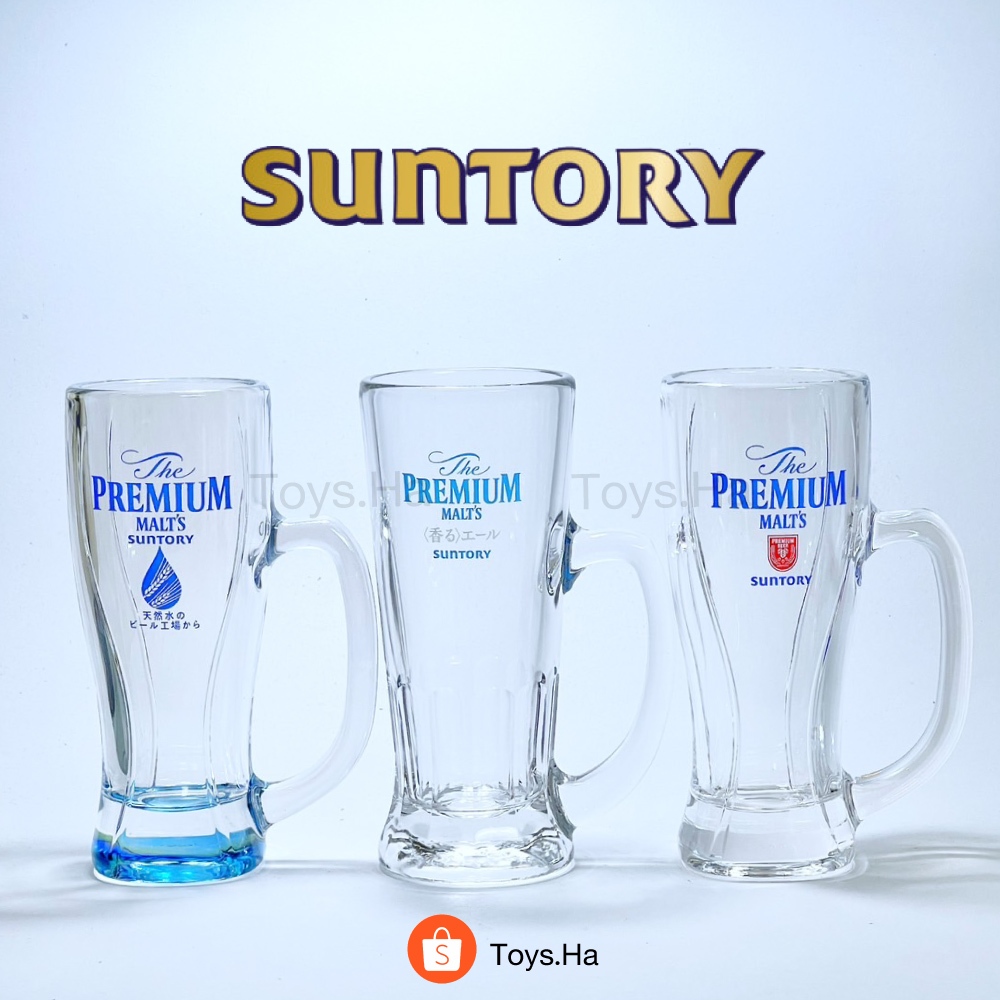 ของแท้! The premium malt's suntory แก้วเบียร์ญี่ปุ่นแบบมีหู แบรนด์ Suntory จากญี่ปุ่น