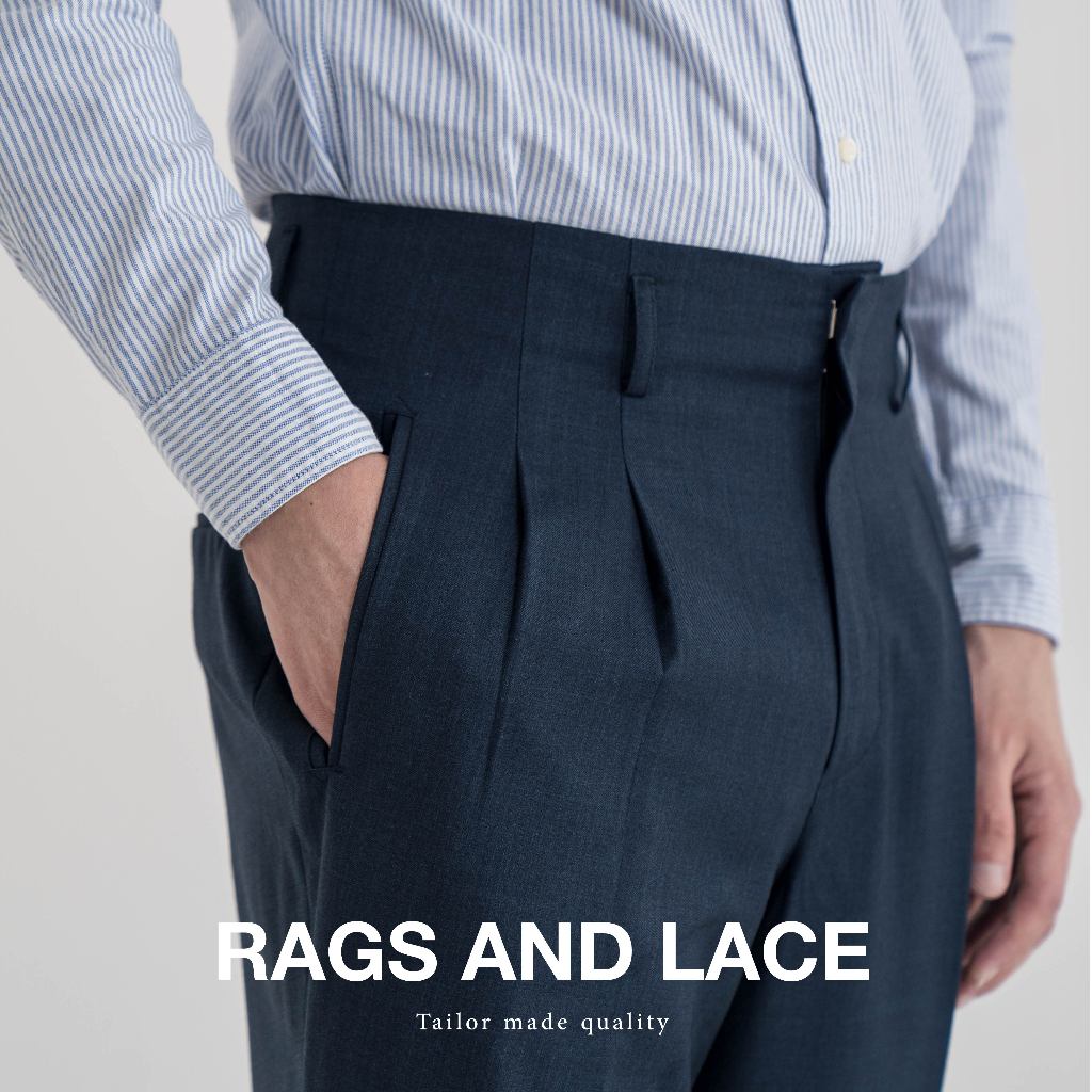Rags and Lace - กางเกง Hollywood High Waisted Trousers ผ้า Wool สี Navy