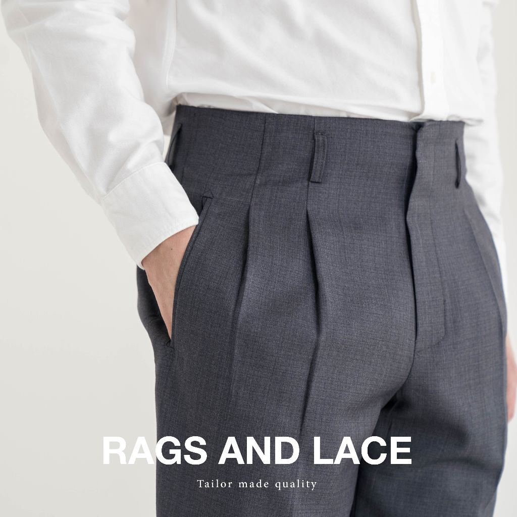 Rags and Lace - กางเกง Hollywood High Waisted Trousers ผ้า Wool สี Graphite