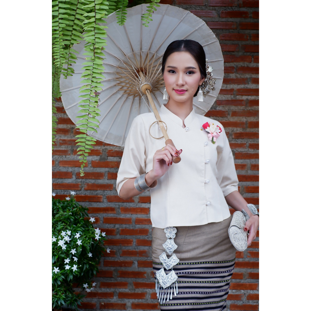 เสื้อผ้าฝ้ายพื้นเมือง รุ่น ใยฝ้ายสามส่วนBB822